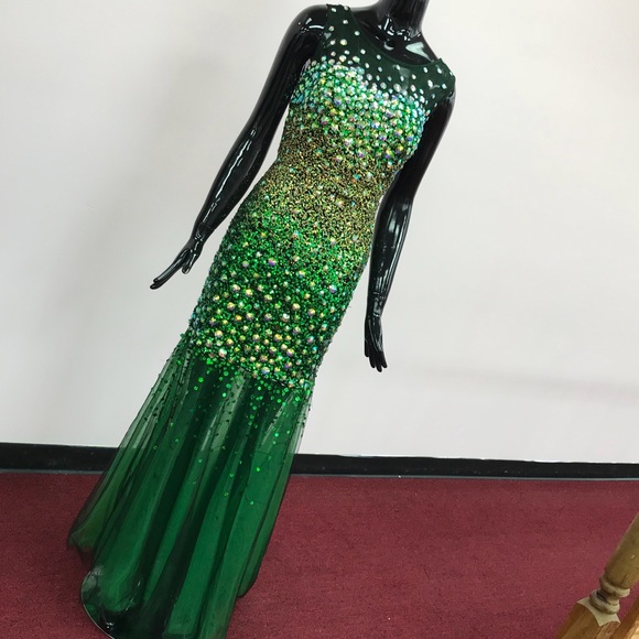 Green Studded Prom Grown - Picture 4 of 5